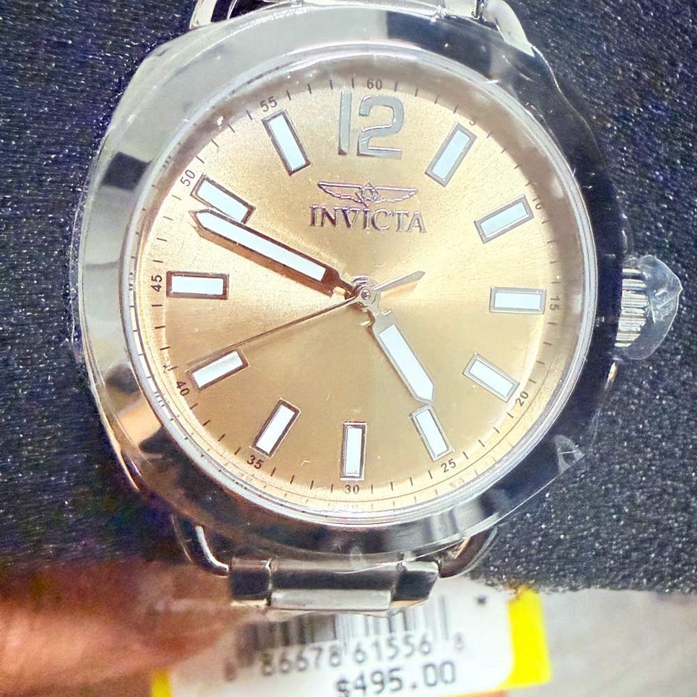 Invicta Yellow Price Tag with Silver-Tone Bracelet
